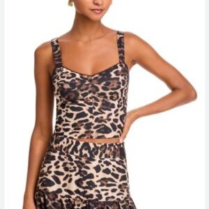 Aqua Animal Print Corset Crop Top Size S NEW
